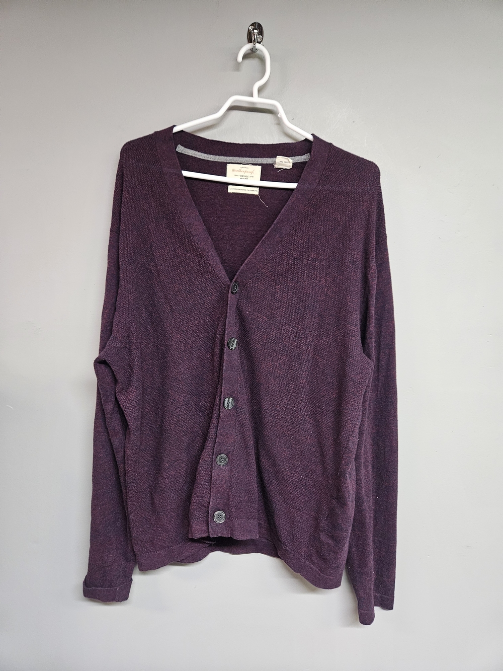 Weatherproof Men's V-Neck Button Cardigan Sweater Cotton Cashmere Wool Blend
